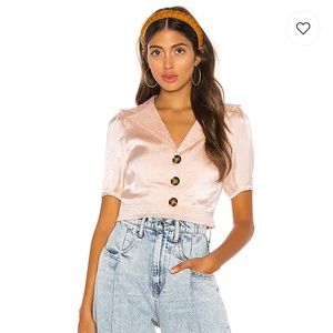 Revolve Blush Satin Top